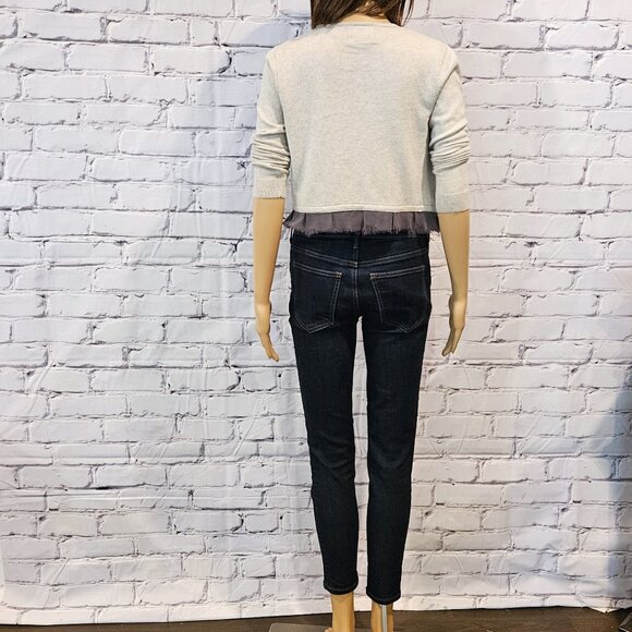 ANTHROPOLOGIE - GUINEVERE, Gray long sleeve open cardigan flattering hem details - Picture 8 of 11